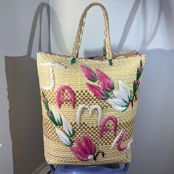 Large Zip Raffia Jamaica Bag, Vintage - Picture 7 of 14